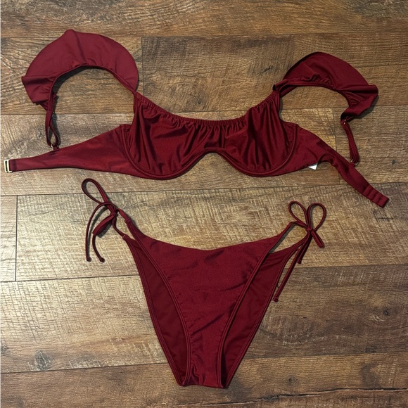 Abercrombie & Fitch Other - Abercrombie Burgundy Ruffle Bikini Set NWT